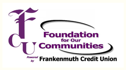 Logo of Foundation for Our Communities, powered by Frankenmuth Credit Union, with the initials F C U in purple.